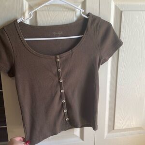 brandy melville john galt brown round neck top